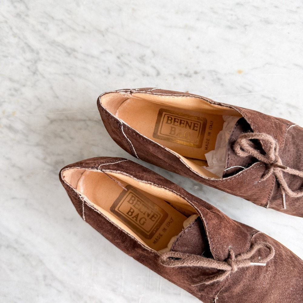 Beene Bag shoes 70s vtg brown suede lace up‎ oxfords size 7.5 - Picture 6 of 7